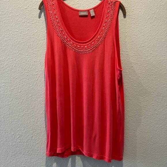 Chico’s Camisole/Tank With Beading Embellishment at Neck, Size 3 (16/18) - Picture 10 of 10